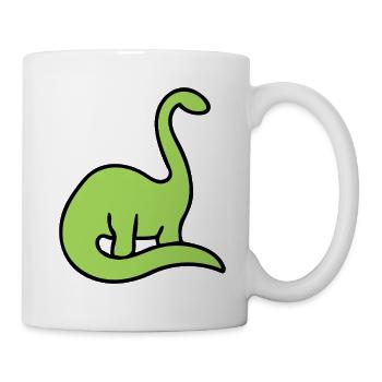 Lime Dino Silhouette auf Schwarz - Tasse - Weiß - Rechts