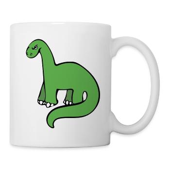 Smaragdgrüner Dino auf Schwarz - Tasse - Weiß - Rechts