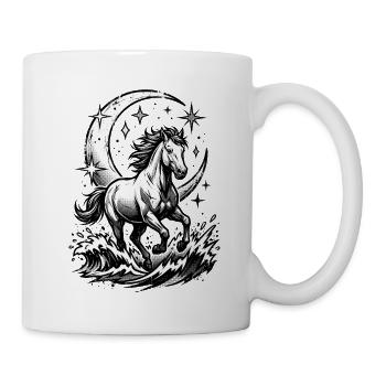 Himmlisches Pferd Halbmond-Comic-Halbton - Tasse - Weiß - Rechts