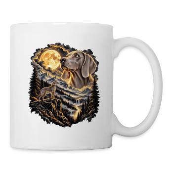 Hundefreunde Vollmond Hundemotiv - Tasse - Weiß - Rechts