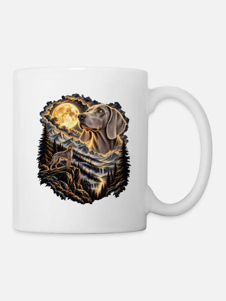 Hundefreunde Vollmond Hundemotiv - Tasse - Weiß