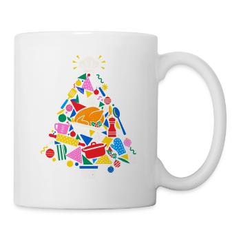 Kochkunst Weihnachtsbaum Collage - Tasse - Weiß - Rechts
