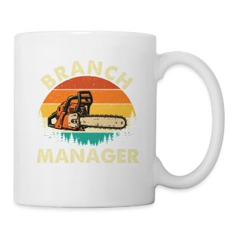 Filialleiter – Baumpfleger, Baumarzt, Kettensäge, - Tasse - Weiß - Rechts