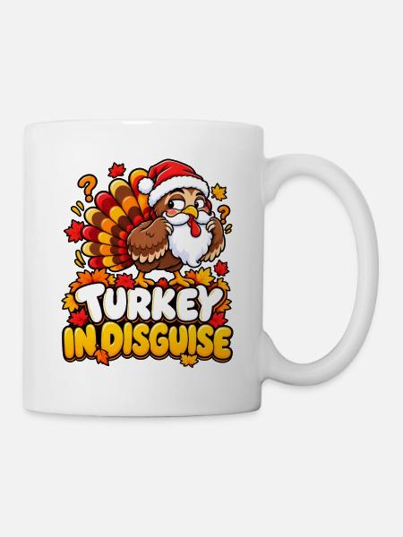 Turkey in Disguise Cartoon Christmas - Tasse - Weiß