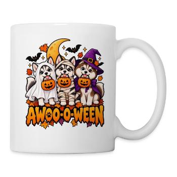 Halloween-Wau: Drei Welpen im Kürbis - Tasse - Weiß - Rechts