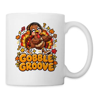 Gobble Groove Herbst-Turkey mit Musik - Tasse - Weiß - Rechts