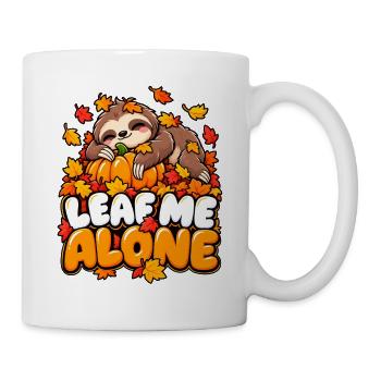 Leaf Me Alone – Herbst-Faultier - Tasse - Weiß - Rechts