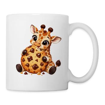 Süße Cartoon Giraffe mit Keks Naschen - Tasse - Weiß - Rechts