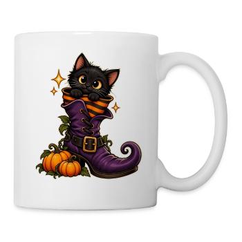 Katze im Hexenstiefel - Tasse - Weiß - Rechts