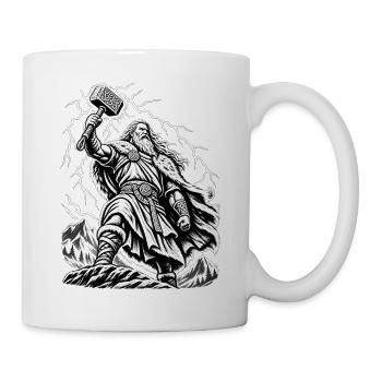 Thor – Donnergott im mystischen Sturm - Tasse - Weiß - Rechts