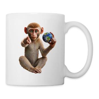 Affe-mit-Erdkugel - Tasse - Weiß - Rechts