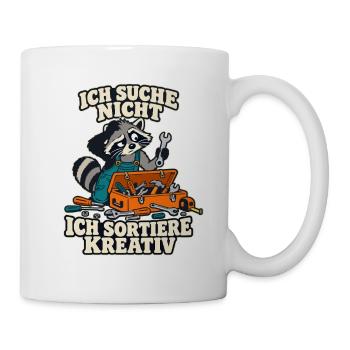 Waschbär – Ich suche nicht, ich sortiere kreativ - Tasse - Weiß - Rechts