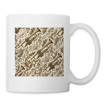 Trompete Noten und Musikornamente - Tasse - Weiß - Rechts