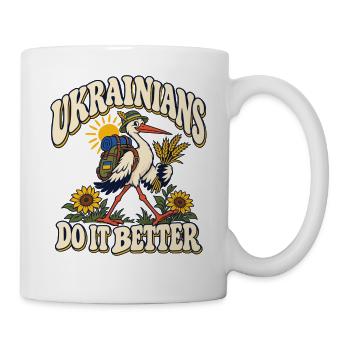 Ukrainischer Storch mit Heimatmotiv - Tasse - Weiß - Rechts