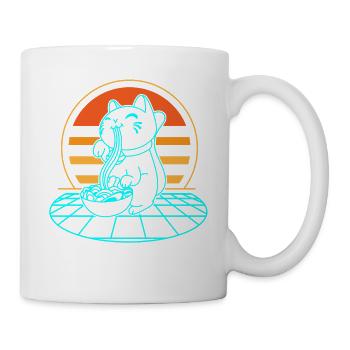 Katze Ramen Retro - Tasse - Weiß - Rechts