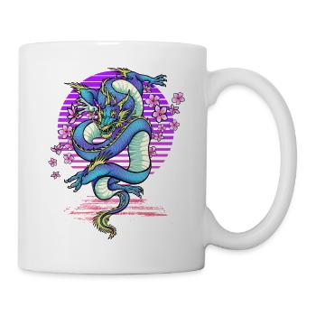 Drache Kirschblüten Fantasy - Tasse - Weiß - Rechts