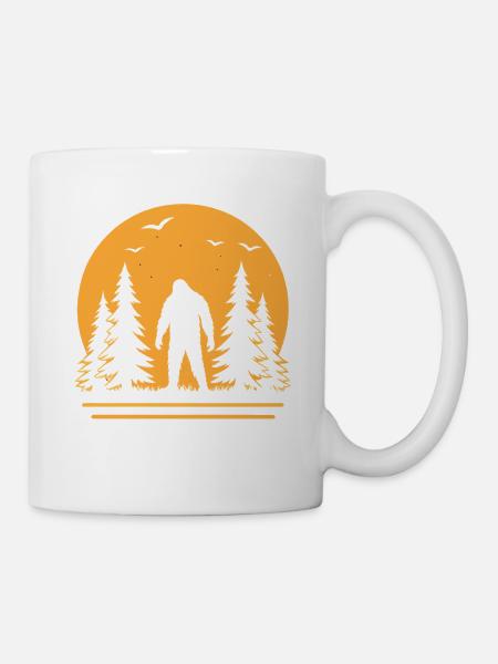 Bigfoot Moon Forest Night Silhouette - Tasse - Weiß