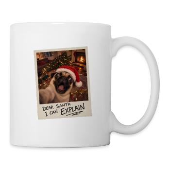 Dear Santa I Can Explain Mops Selfie - Tasse - Weiß - Rechts