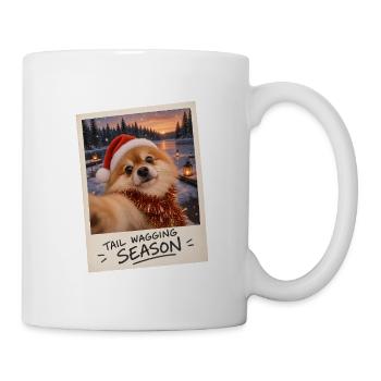 Tail Wagging Season Zwergspitz Selfie - Tasse - Weiß - Rechts