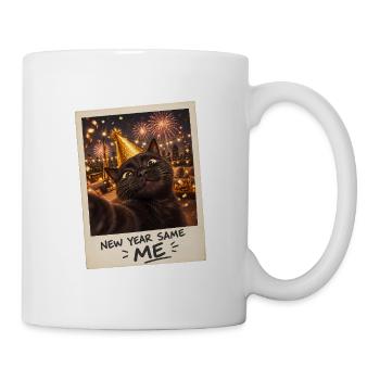 New Year Same Me Schwarze Katze Silvester - Tasse - Weiß - Rechts