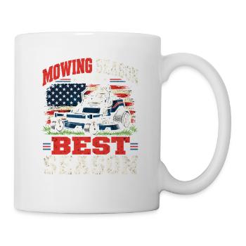 Mowing Season Zero Turn Rasenmäher USA Flagge - Tasse - Weiß - Rechts