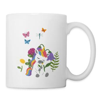 Gänseblümchen Blumen Kinder Einhorn Kinderdesign - Tasse - Weiß - Rechts