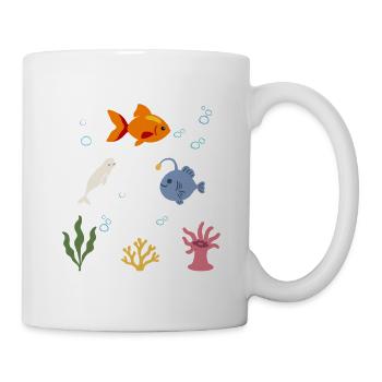 Fisch Unterwasser Kinder Wal Seeteufel - Tasse - Weiß - Rechts