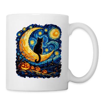 Mondkatze im Sternennacht-Labyrinth - Tasse - Weiß - Rechts