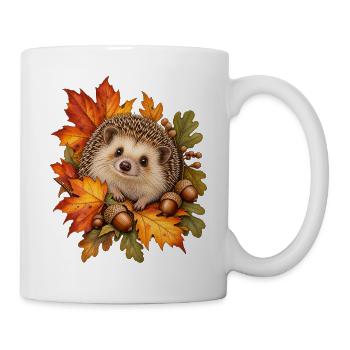 Igel im Herbstlaub - Tasse - Weiß - Rechts
