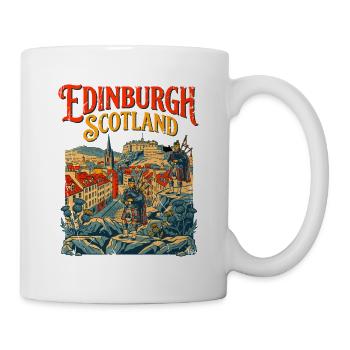 Vintage Edinburgh Scotland Cityscape With - Tasse - Weiß - Rechts