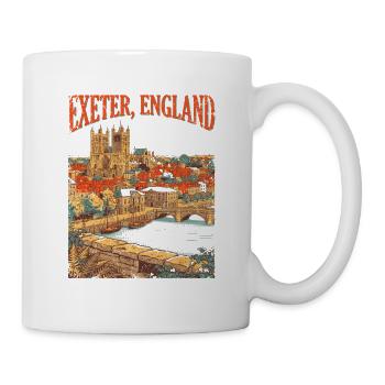 Vintage Exeter England City Skyline Novelty - Tasse - Weiß - Rechts