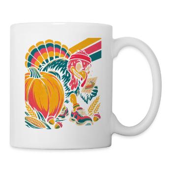 Thanksgiving Truthahn-Läufer jagt die Torte - Tasse - Weiß - Rechts