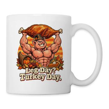 Thanksgiving Bodybuilder-Schwein Truthahn Spruch - Tasse - Weiß - Rechts