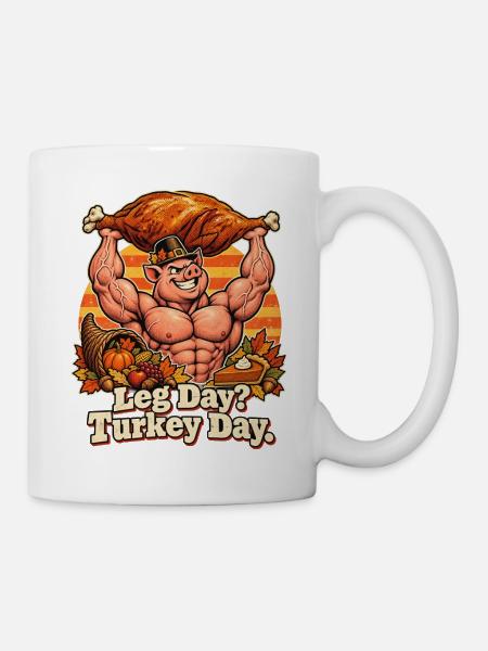 Thanksgiving Bodybuilder-Schwein Truthahn Spruch - Tasse - Weiß