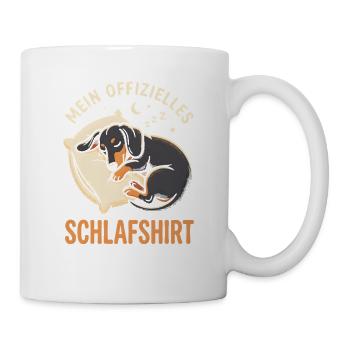 Dackel Offiziell Müde Schlafender Hund Im Bett - Tasse - Weiß - Rechts