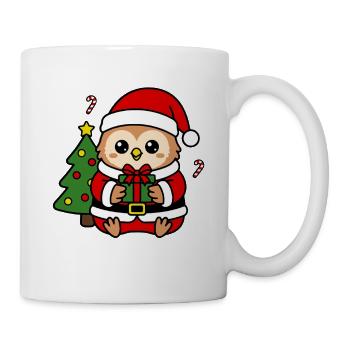 Niedliche Kawaii-Eule, Weihnachtsbaum-Weihnachtsbaum-Geschenkkunst - Tasse - Weiß - Rechts
