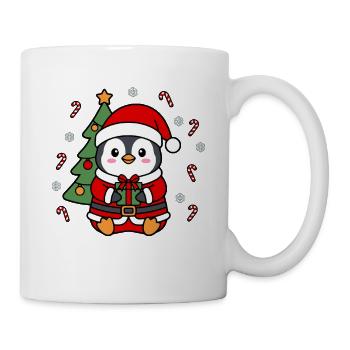 Niedliche Weihnachts-Pinguin-Weihnachtsbaum-Geschenkbaum-Kunst - Tasse - Weiß - Rechts