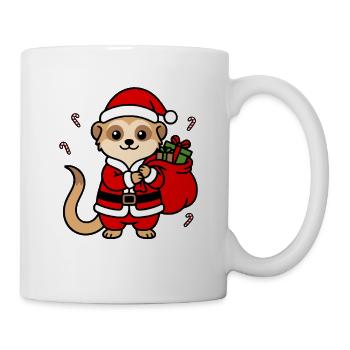 Niedliche Kawaii-Erdmännchen Weihnachtsgeschenkkunst - Tasse - Weiß - Rechts