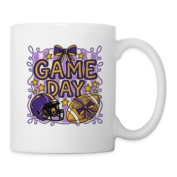 Spieltag – Lila-Gold-Football-Fan-Mama - Tasse - Weiß - Rechts