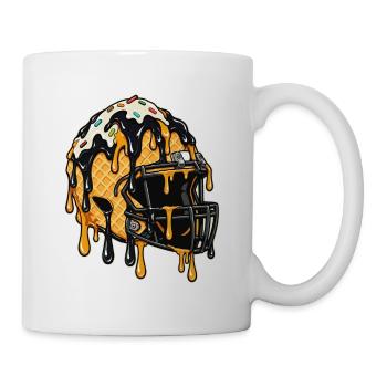 Tropfender Fußballhelm – Schwarz-Gold-Spieler - Tasse - Weiß - Rechts