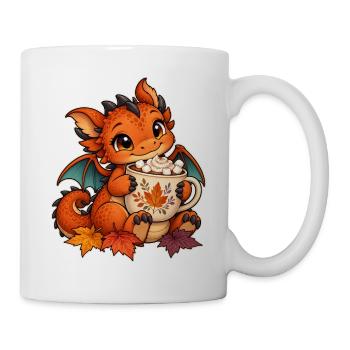 Herbstdrache mit Kakao - Tasse - Weiß - Rechts