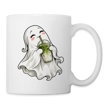 Süßer Geist mit Matcha Latte – Kawaii Halloween - Tasse - Weiß - Rechts