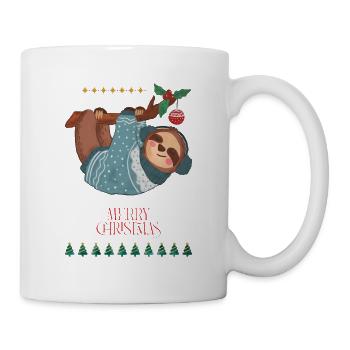 Lustiger Weihnachtslemur, der am Ast hängt - Tasse - Weiß - Rechts