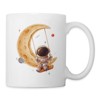 Astronaut schaukelt auf goldenem Halbmond - Tasse - Weiß - Rechts