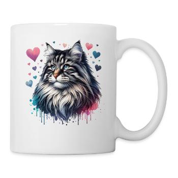 Norwegische Waldkatze - Tasse - Weiß - Rechts