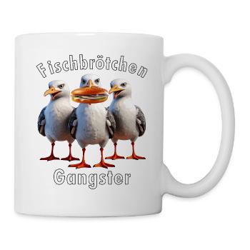 Möven Fischbrötchen Diebe - Tasse - Weiß - Rechts