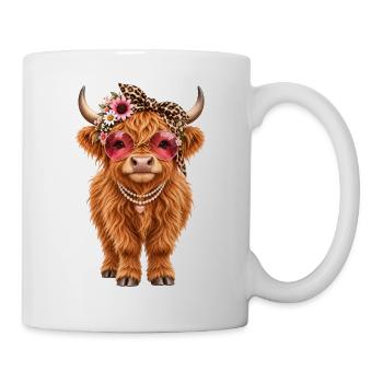 Highland Cow, Schottisches Rind, Hochland Rind - Tasse - Weiß - Rechts