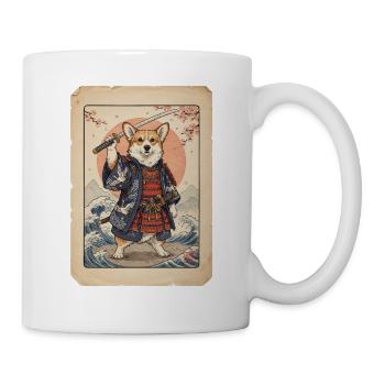 Samurai Corgi japanischer Holzschnitt Stil - Tasse - Weiß - Rechts