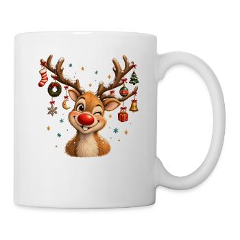 Vintage Christmas Reindeer, Cute Retro Reindeer - Tasse - Weiß - Rechts