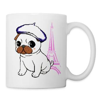 Paris Mops - Tasse - Weiß - Rechts